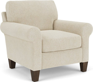 Flexsteel South Haven White Shell Rolled Arm Chair with Square Legs