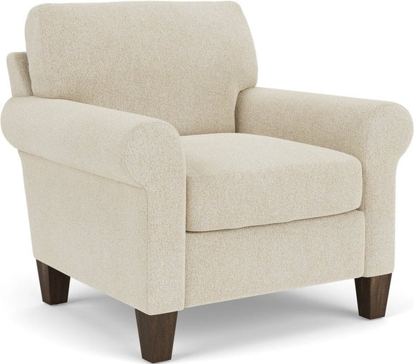 Flexsteel South Haven White Shell Rolled Arm Chair with Square Legs