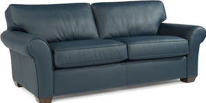 Flexsteel Vail Dark Blue Leather Sofa