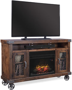 Aspenhome Industrial 62 Inch Ghost Black Fireplace TV Stand Console