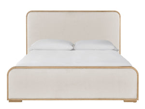 Universal Nomad Canberra Ivory/Tech Oak King Upholstered Panel Bed