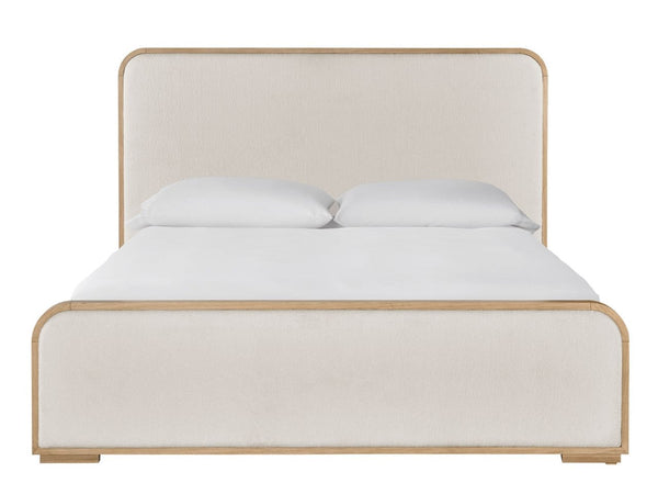Universal Nomad Canberra Ivory/Tech Oak King Upholstered Panel Bed