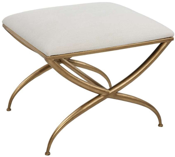Uttermost Crossing Gold/White Small Bench