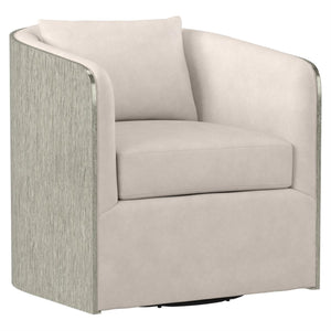Bernhardt Eliot Leather Swivel Barrel Chair