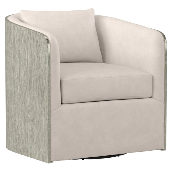 Bernhardt Eliot Leather Swivel Barrel Chair