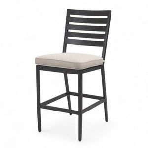 Plank & Hide Adeline Outdoor Counter-Height Armless Stool in Wenge Finish with Silver Dove Fabric