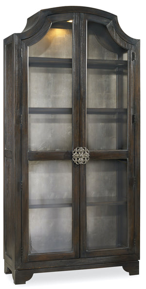 Hooker Furniture Sanctuary Glass Bunching Ebony Antiqued Oak Curio