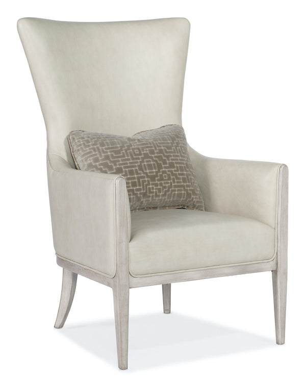 Hooker Furniture Kyndall Guiltless Taupe Club Leather Chair with Accent Pillow