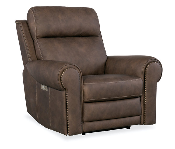 Hooker Furniture Duncan Kalahari Bark Power Leather Recliner with Power Headrest & Lumbar