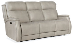 Hooker Furniture Rhea Sahara Ash Leather Zero Gravity Power Reclining Sofa with Power Headrest