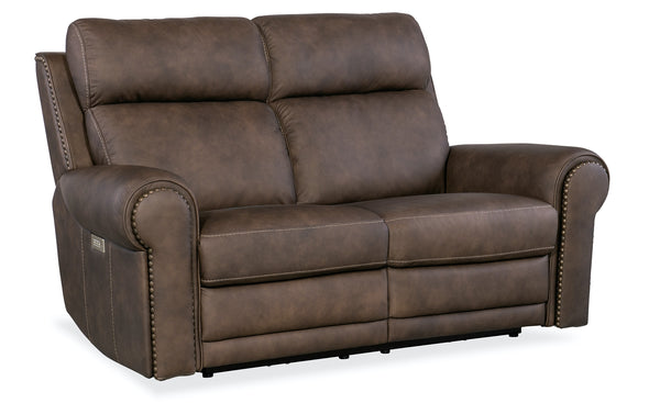 Hooker Furniture Duncan Power Leather Loveseat with Power Headrest & Lumbar