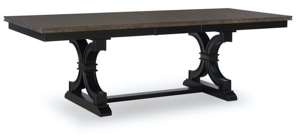 John Thomas Cosmopolitan Extension Table & Trestle Base in Coal & Black