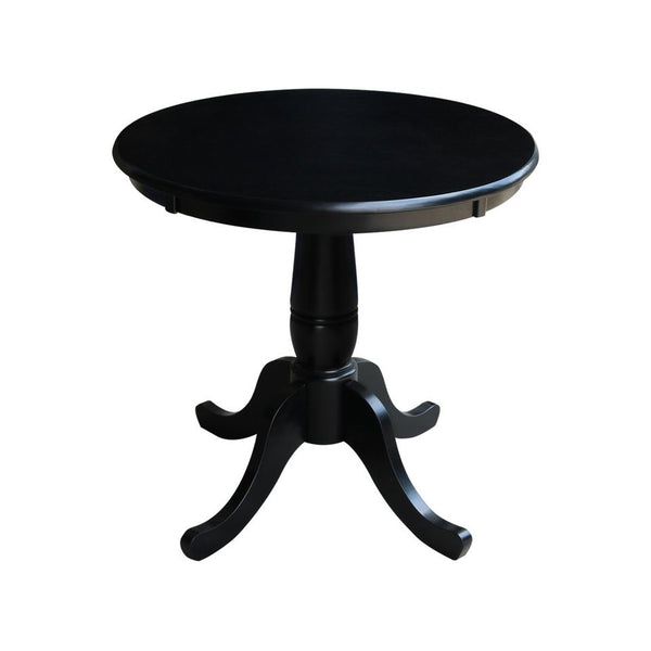 John Thomas Dining Essentials 30 Inch Round Table Top with 30 Inch Traditional Pedestal Base in Black