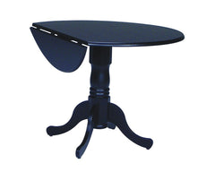 John Thomas Dining Essentials Round Drop Leaf Pedestal Table in Black