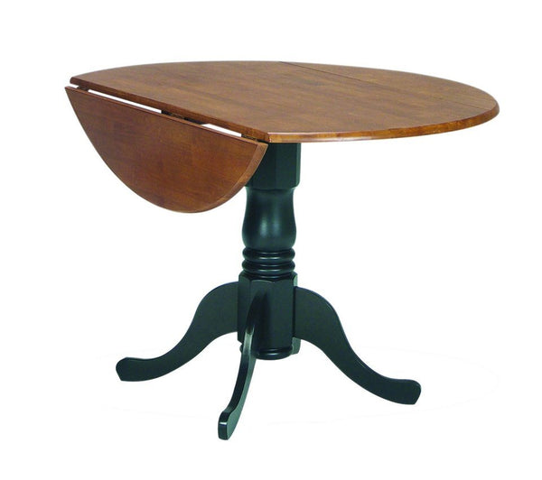 John Thomas Dining Essentials Round Drop Leaf Pedestal Table in Black/Cherry