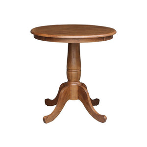 John Thomas Dining Essentials 36 Inch Round Table Top with 30 Inch Traditional Pedestal Base in Bourbon Oak
