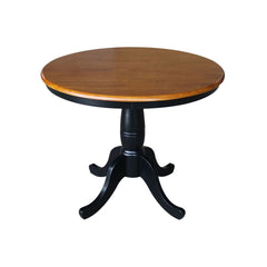 John Thomas Dining Essentials 36 Inch Round Table Top with 30 Inch Traditional Pedestal Base in Cherry/Black
