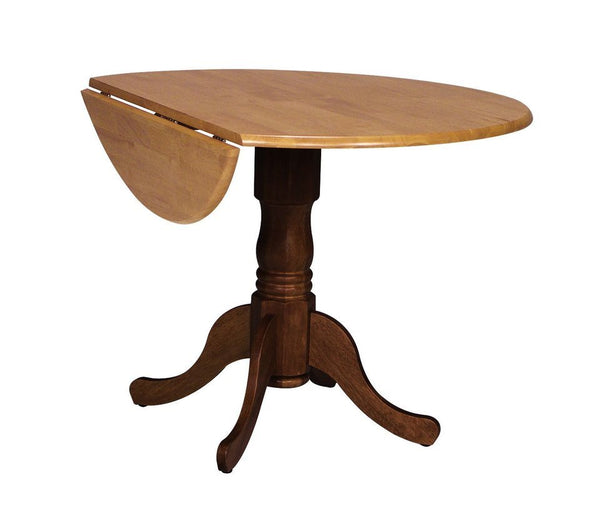 John Thomas Dining Essentials 42 Inch Round Drop Leaf Pedestal Table in Cinnamon & Espresso