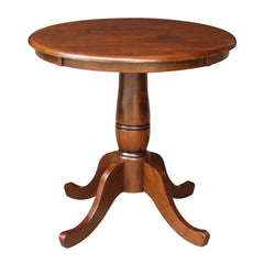 John Thomas Dining Essentials 30 Inch Round Table Top with 30 Inch Traditional Pedestal Base in Espresso