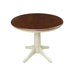John Thomas Dining Essentials 36 Inch Round Table Top with 30 Inch Transitional Pedestal Base in Espresso & Almond