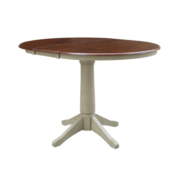 John Thomas Dining Essentials 36 Inch Extension Table with 30 Inch Transitional Pedestal Base in Espresso/Almond