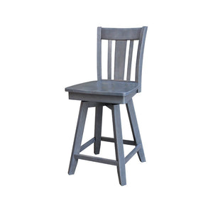 John Thomas Dining Essentials Hampton 24 Inch San Remo Heather Gray Wood Stool