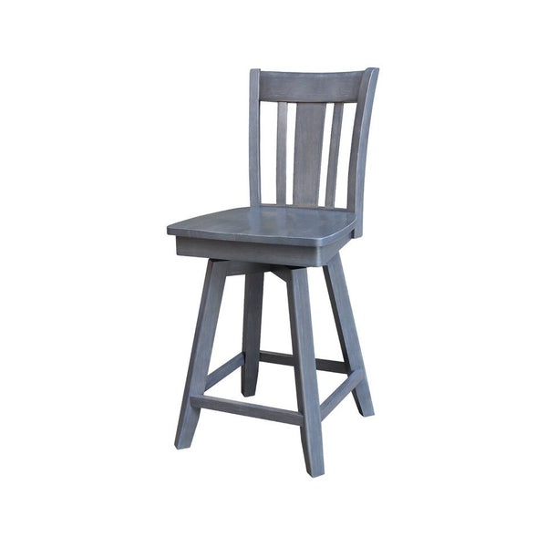 John Thomas Dining Essentials Hampton 24 Inch San Remo Heather Gray Wood Stool