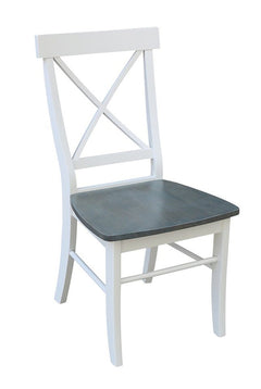 John Thomas Dining Essentials X-Back Wood Dining Chair in Heather Gray & White