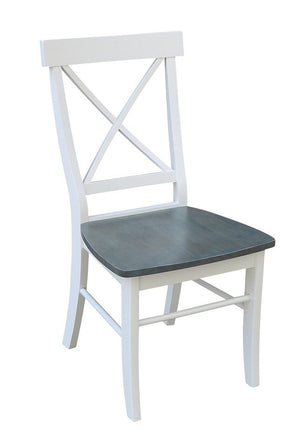 John Thomas Dining Essentials X-Back Wood Dining Chair in Heather Gray & White