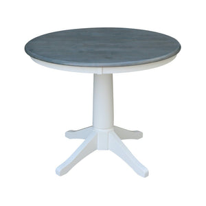 John Thomas Dining Essentials 36 Inch Round Table Top with Transitional Pedestal Base in Heather Gray & White