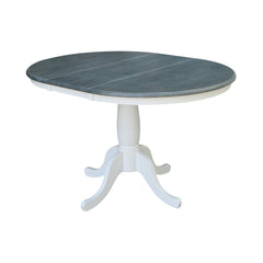 John Thomas Dining Essentials 36 Inch Extension Table with 30 Inch Traditional Pedestal Base in Heather Gray & White