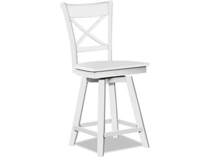 John Thomas Dining Essentials Hampton 24 Inch Charlotte Swivel Pure White Wood Stool