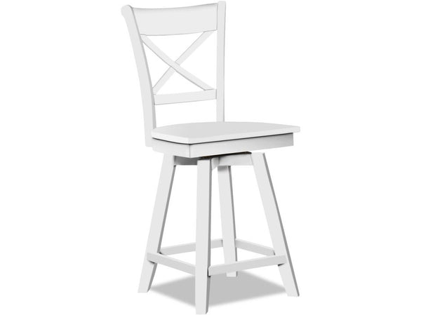 John Thomas Dining Essentials Hampton 24 Inch Charlotte Swivel Pure White Wood Stool