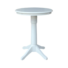 John Thomas Dining Essentials 30 Inch Round Table Top with 36 Inch Transitional Pedestal Base with Extension in Pure White