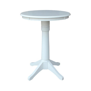 John Thomas Dining Essentials 30 Inch Round Table Top with 36 Inch Transitional Pedestal Base with Extension in Pure White