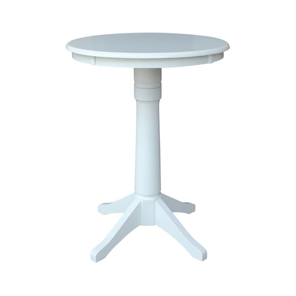 John Thomas Dining Essentials 30 Inch Round Table Top with 36 Inch Transitional Pedestal Base with Extension in Pure White