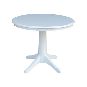 John Thomas Dining Essentials 36 Inch Round Table with 30 Inch Transitional Pedestal Base in Pure White