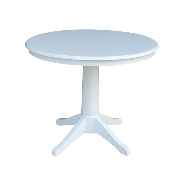 John Thomas Dining Essentials 36 Inch Round Table with 30 Inch Transitional Pedestal Base in Pure White