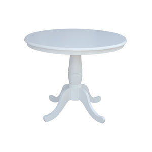 John Thomas Dining Essentials 36 Inch Round Table Top with 30 Inch Traditional Pedestal Base in Pure White