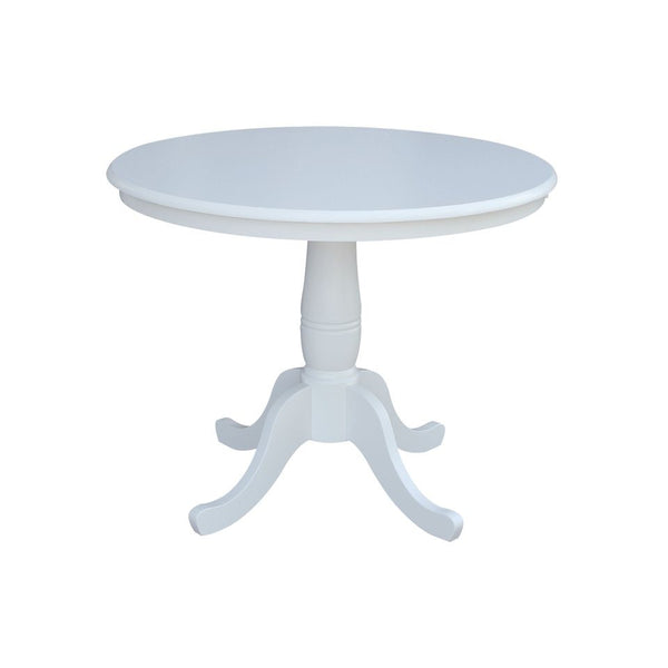 John Thomas Dining Essentials 36 Inch Round Table Top with 30 Inch Traditional Pedestal Base in Pure White