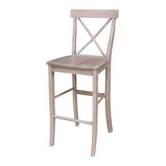 John Thomas Dining Essentials X-Back Wood Stool in Taupe Gray