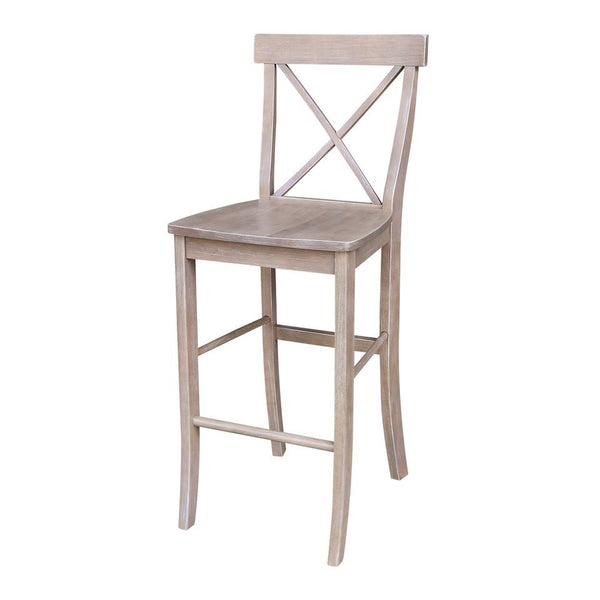 John Thomas Dining Essentials X-Back Wood Stool in Taupe Gray