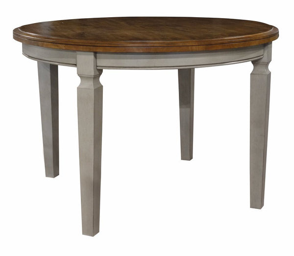 John Thomas Vista Solid Round Top Table in Hickory & Stone