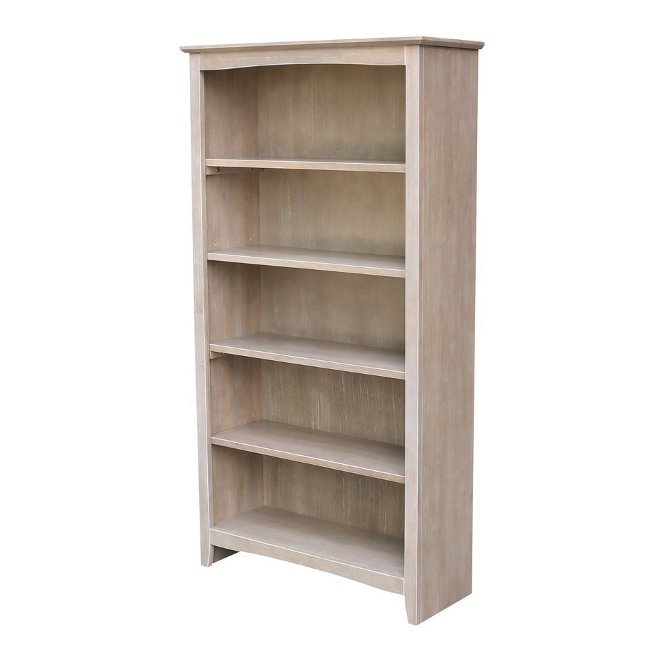 John Thomas 60 Inch Taupe Gray Shaker Bookcase