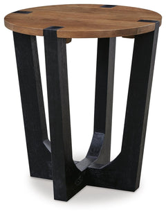Hanneforth Round End Table Brown/Black