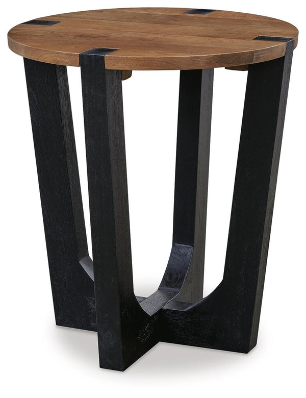 Hanneforth Round End Table Brown/Black