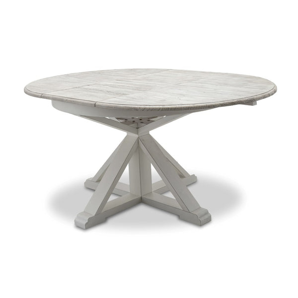 Seawinds Islamorada Distressed Taupe Round Dining Table with Butterfly Leaf