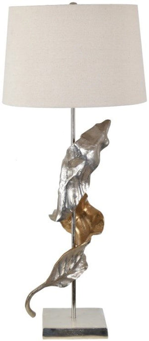 Crestview Willow Aluminum/White Two-Toned Sculptural Leaf Table Lamp
