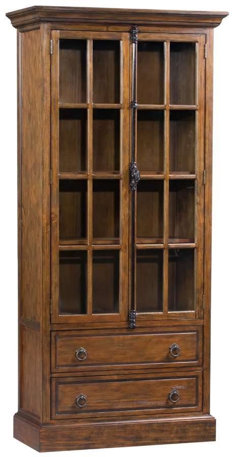 Crestview Hawthorne Estate Distressed Pecan Curio Cabinet