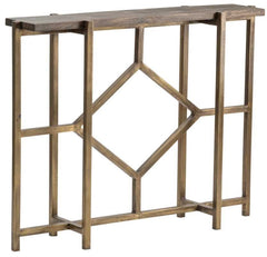 Crestview Bengal Manor Antique Gold Iron Diamond Console Table